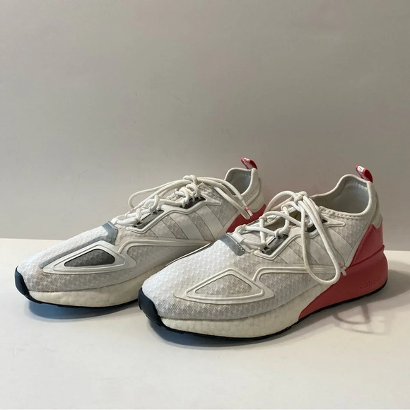 Adidas Women's White & Pink ZX 2K 3 Stripes Boost Lace Up Sneakers Size 10.5 - Picture 7 of 10